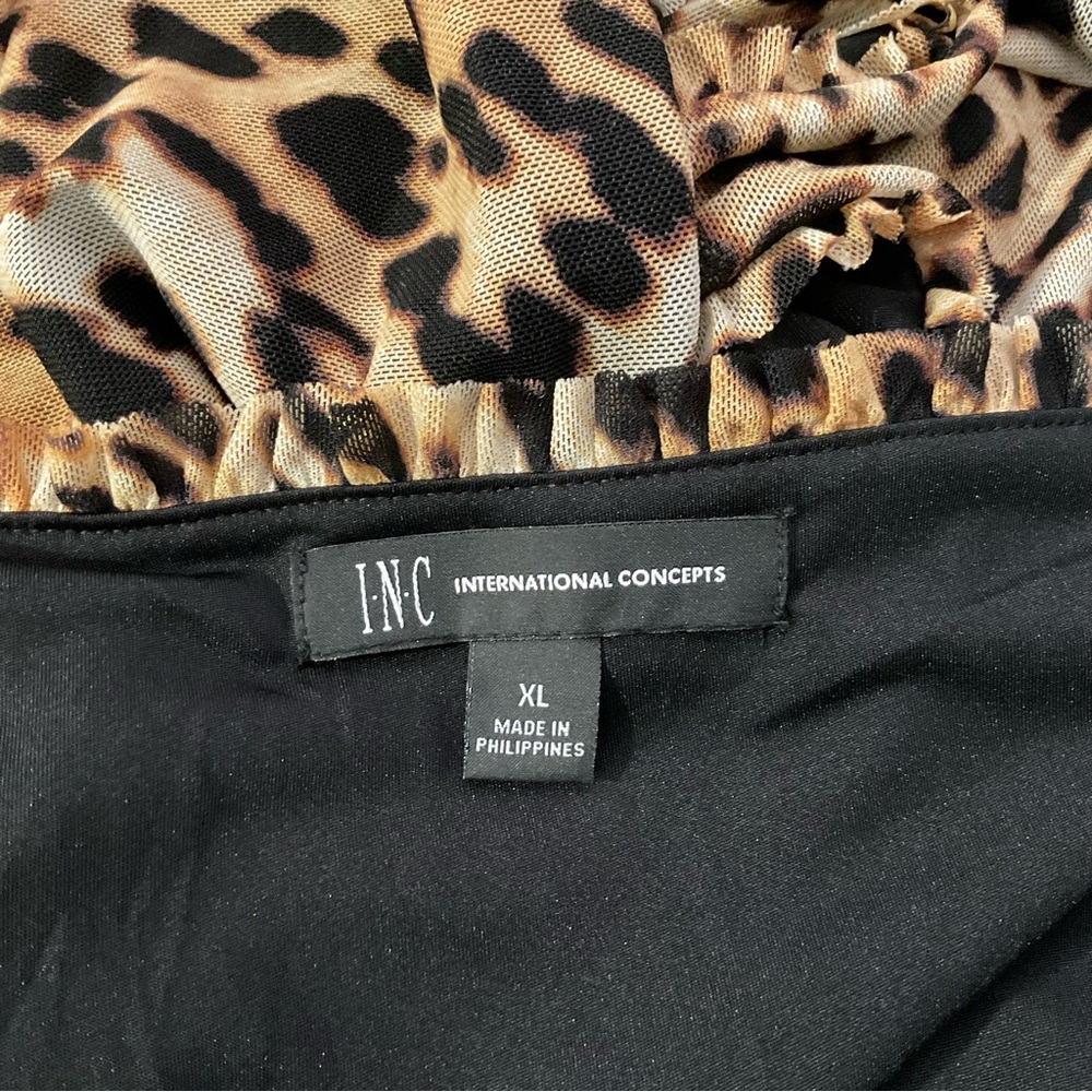 INC International Concepts Leopard Print Ruched Blouse sz XL - Picture 7 of 10